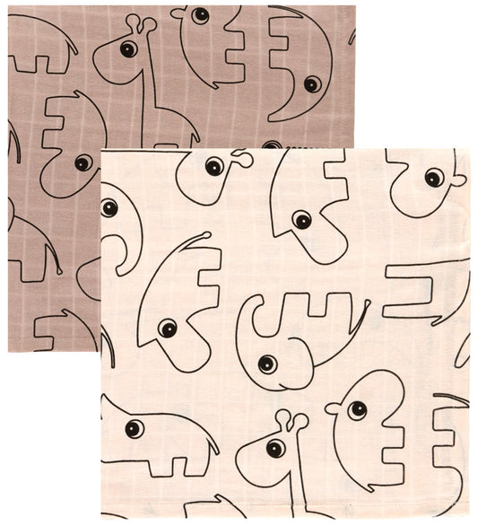 Done by Deer - Contour Wikkeldoek 2-pack - 120x120 - Licht roze - Done by Deer - OneSize - Wikkeldoeken