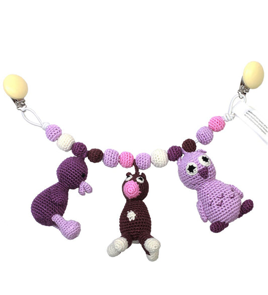 NatureZoo Kinderwagenspanner - Uil/Koets/Eend - Paars/Lavendel - NatureZoo - OneSize - Kinderwagenspanners