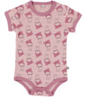 Pippi Rompers s/s - 4-pack - Roze/Paars m. Patroon - Pippi Baby - 1 jaar (80) - Rompers Korte Mouw