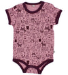 Pippi Rompers s/s - 4-pack - Roze/Paars m. Patroon - Pippi Baby - 1 jaar (80) - Rompers Korte Mouw