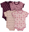 Pippi Rompers s/s - 4-pack - Roze/Paars m. Patroon - Pippi Baby - 1 jaar (80) - Rompers Korte Mouw