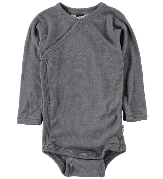 Joha Wikkelromper l/s - Wol/Zijde - Donkergrijs - Joha - 70 - Rompers Lange Mouw
