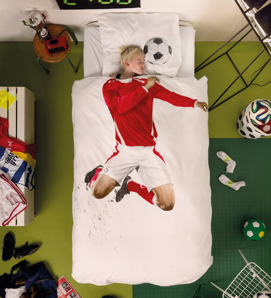 Snurk Beddengoed - Junior - Rood Voetballer - Snurk - Julinor - Beddengoed - Junior