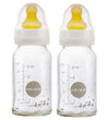 Hevea Babyflessen - 2-pack - Glas & Natuurlijk Rubber - Wit - Hevea - 0-3 mnd - Babyflesjes