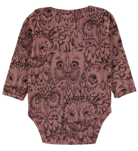 Soft Gallery Romper l/s - Bob - Burlwood m. Uilen - Soft Gallery - 12 mnd - Rompers Lange Mouw