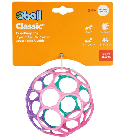 Oball Classic+ Bal - 8 cm - Roze/Groen/Paars/Roze - Oball - OneSize - Grijpspeelgoed