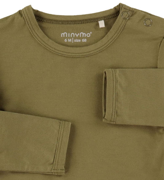 Minymo Romper l/s - Bamboe - Gedroogd Herbs - Minymo - 74 - Rompers Lange Mouw