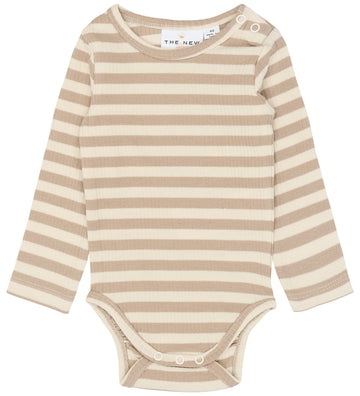 The New Siblings Romper l/s - Rib - TnsbFro - Humus Striped - The New - 74 - Rompers Lange Mouw