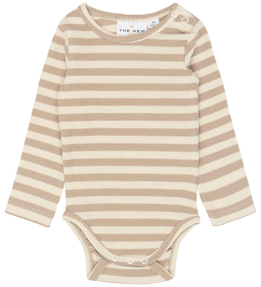 The New Siblings Romper l/s - Rib - TnsbFro - Humus Striped - The New - 74 - Rompers Lange Mouw