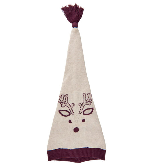 Minymo Kerstmuts - Gebreid - Pixie - Beige Melange m. Rendier/Be - Minymo - 50 cm - Kerstmutsen