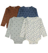 Pippi Baby Rompers l/s - 4-pack - Blue Mirage - Pippi Baby - 62 - Rompers Lange Mouw