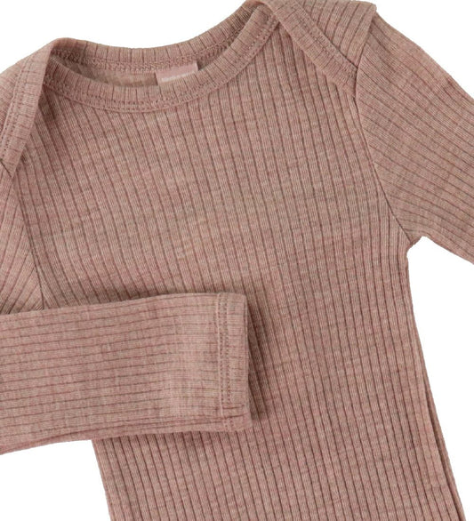 Smallstuff Romper l/s - Wol - Soft Powder - Smallstuff - 68 - Rompers Lange Mouw