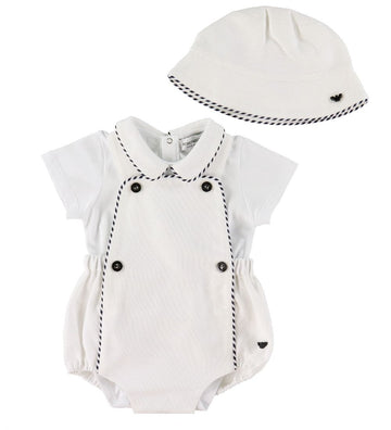 Emporio Armani Set - Romper/Tuinbroek/Bolleaht - Wit - Emporio Armani - 6 mnd - Rompers Korte Mouw