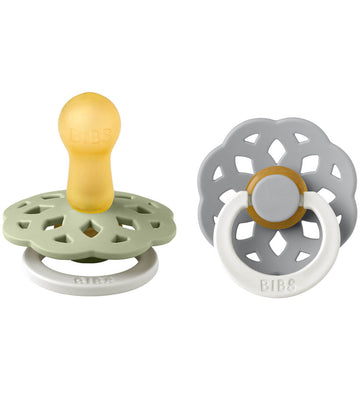 BIBS Bohemen Gloeiende spenen - 2-pack - Maat 2 - Rond - Sage/Cl - BIBS - 6-18 mnd - Fopspenen