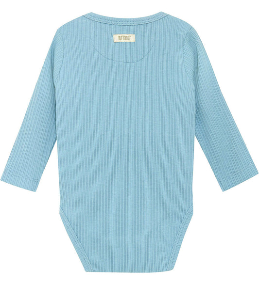 Huttelihut Romper l/s - Rib - Modaal/Katoen - Windwaarts Blue - Huttelihut - 1½ jaar (86) - Rompers Lange Mouw