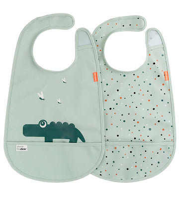 Done by Deer Slabbetjes - 2-pack - Croco - Groen - Done by Deer - OneSize - Slabbetjes