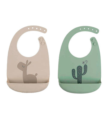 Done by Deer Slabbetjes m. Zak - 2-pack - Silicone - Lalee Sand - Done by Deer - OneSize - Slabbetjes