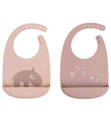 Done by Deer Slab met voedselopvanger - 2-pack - Silicone - Ozzo - Done by Deer - OneSize - Slabbetjes