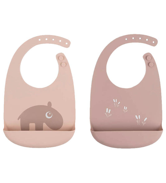 Done by Deer Slab met voedselopvanger - 2-pack - Silicone - Ozzo - Done by Deer - OneSize - Slabbetjes