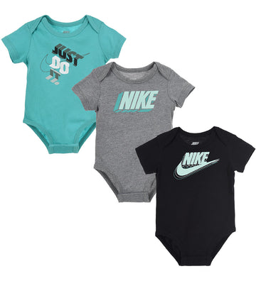 Nike Rompers s/s - Blok - 3-pack - Gewassen Teal - Nike - 3 mnd - Rompers Korte Mouw