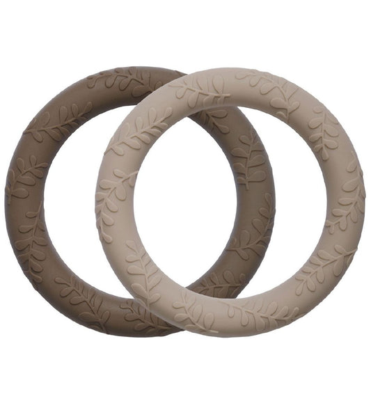 A Little Lovely Company Bijtring - 2-pack - Bladeren - Taupe - A Little Lovely Company - OneSize - Bijtringen