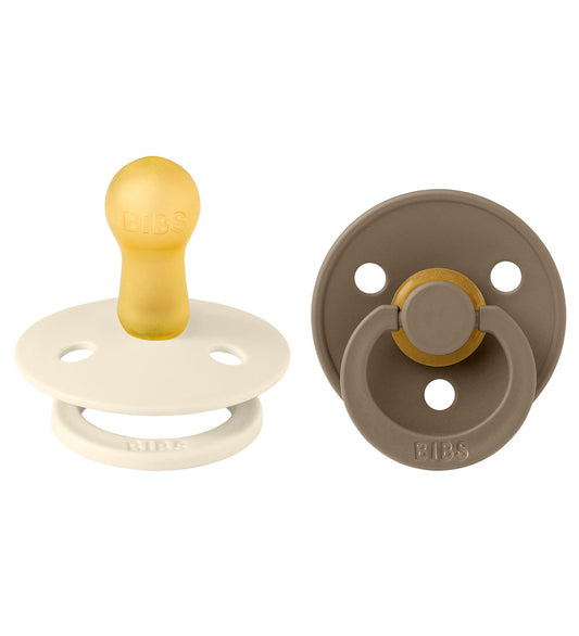 BIBS Colour Fopspenen - 2-pack - Maat 2 - Rond - Ivory/Dark Oak - BIBS - 6-18 mnd - Fopspenen