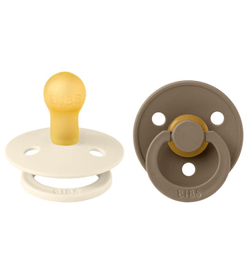 BIBS Colour Fopspenen - 2-pack - Maat 1 - Rond - Ivory/Dark Oak - BIBS - 0-6 mnd - Fopspenen