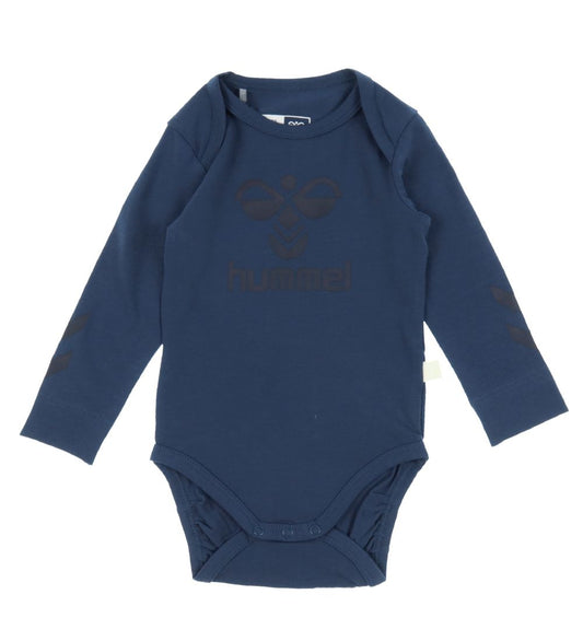 Hummel Romper l/s - hmlSteen - Ensign Blue m. Logo - Hummel - 1 jaar (80) - Rompers Lange Mouw