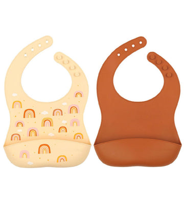 A Little Lovely Company Slabbetjes - 2-pack - Silicone - Regenbo - A Little Lovely Company - OneSize - Slabbetjes