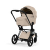 Kinderwagen Cybex Priam 5 Comfort Matt Black/Cozy Beige incl. Foldable Carrycot