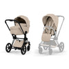 Kinderwagen Cybex Priam 5 Comfort Matt Black/Cozy Beige incl. Foldable Carrycot