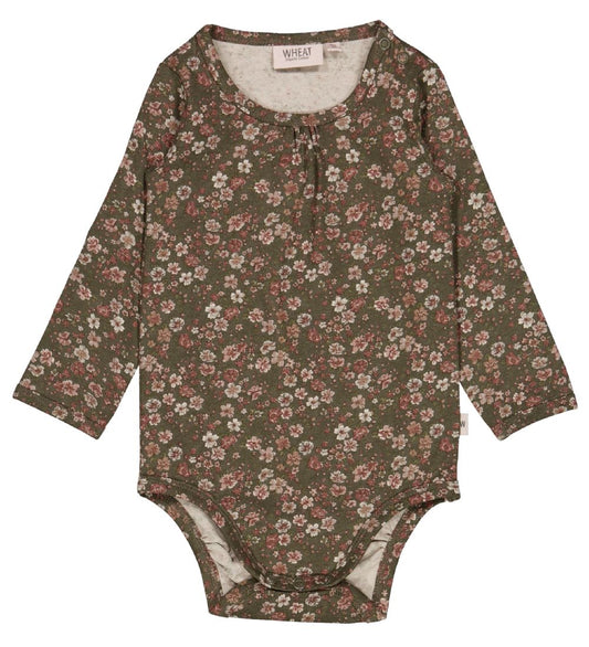 Wheat Romper l/s - Liv - Dry Dennenbloemen - Wheat - 68 - Rompers Lange Mouw