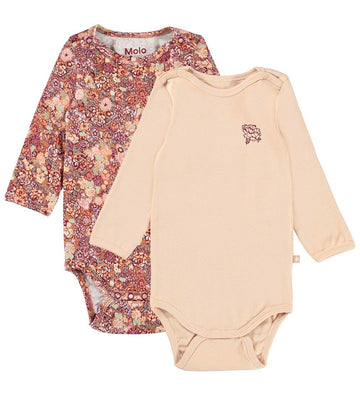 Molo Rompers l/s - Foss - 2-pack - Fluffy Bloom - Molo - 56 - Rompers Lange Mouw