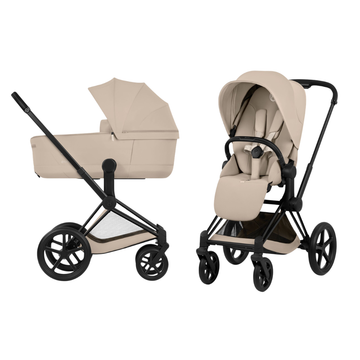 Kinderwagen Cybex Priam 5 Comfort Matt Black/Cozy Beige incl. Foldable Carrycot