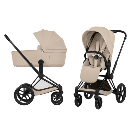 Kinderwagen Cybex Priam 5 Comfort Matt Black/Cozy Beige incl. Foldable Carrycot