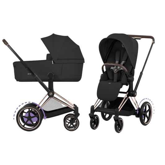 Kinderwagen Cybex e-Priam 5 Comfort Rosegold/Sepia Black incl. Foldable Carrycot