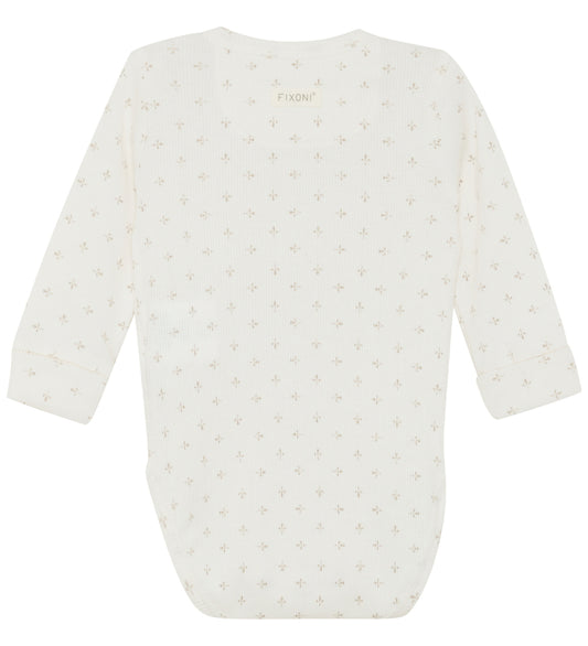Fixoni Wikkelromper l/s - Rib - Gardenia m. Print - Fixoni - 74 - Rompers Lange Mouw