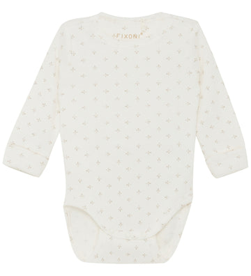 Fixoni Wikkelromper l/s - Rib - Gardenia m. Print - Fixoni - 74 - Rompers Lange Mouw