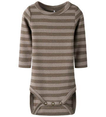 Name It Romper l/s - Rib - Noos - NbnBanio - Morel/Satelliet - Name It - 56 - Rompers Lange Mouw