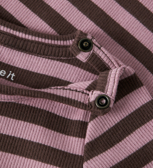 Name It Romper l/s - Rib - Noos - NbnBanio - French Roast/Purple - Name It - 50 - Rompers Lange Mouw