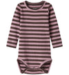 Name It Romper l/s - Rib - Noos - NbnBanio - French Roast/Purple - Name It - 50 - Rompers Lange Mouw