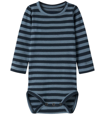 Name It Romper l/s - Rib - Noos - NbnBanio - Dark Sapphire/Blue  - Name It - 56 - Rompers Lange Mouw