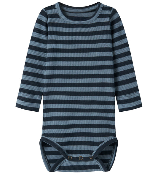 Name It Romper l/s - Rib - Noos - NbnBanio - Dark Sapphire/Blue  - Name It - 56 - Rompers Lange Mouw
