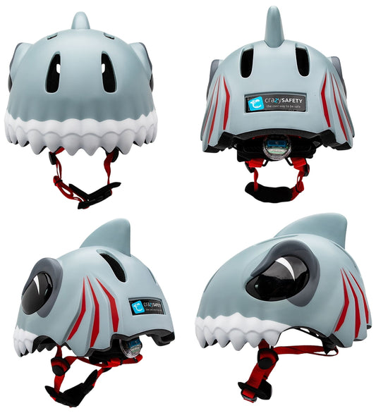 Crazy Safety Fietshelm - Shark - Grey - Crazy Safety - 51-54 cm - Fietshelmen