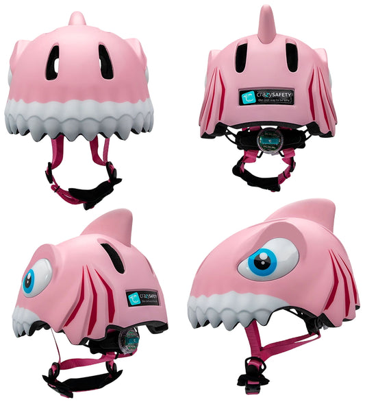 Crazy Safety Fietshelm - Shark - S - Roze - Crazy Safety - 51-54 cm - Fietshelmen