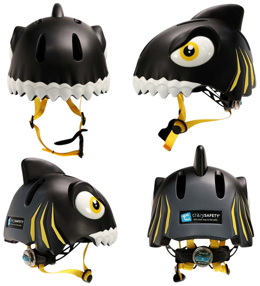 Crazy Safety Fietshelm - Shark - S - Zwart - Crazy Safety - 51-54 cm - Fietshelmen
