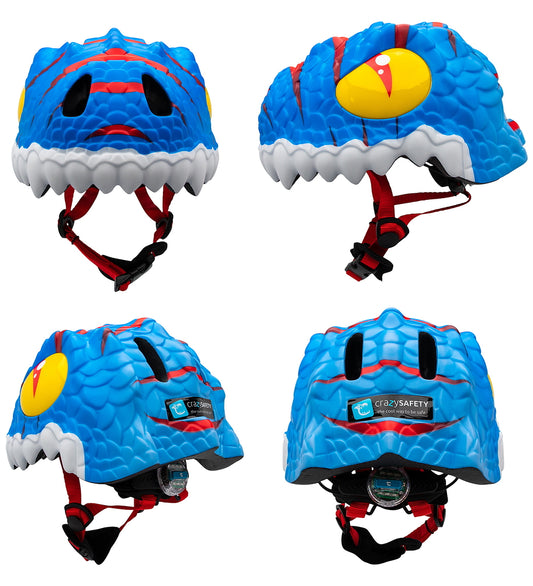 Crazy Safety Fietshelm - Dino - S - Blue - Crazy Safety - 51-54 cm - Fietshelmen