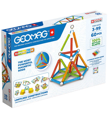 Geomag Magneetset - Supercolor Gerecycled - 60 Onderdelen - Geomag - OneSize - Magnetisch speelgoed