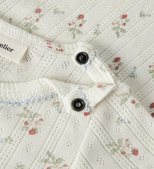 Lil Atelier Romper s/s - Duna - Katoen/Modaal - Pointelle - NbfR - Lil Atelier - 62 - Rompers Korte Mouw