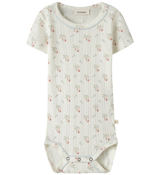 Lil Atelier Romper s/s - Duna - Katoen/Modaal - Pointelle - NbfR - Lil Atelier - 62 - Rompers Korte Mouw